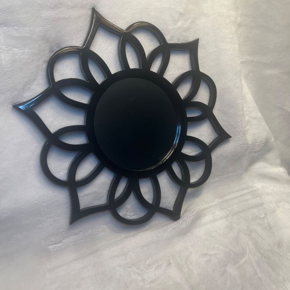 Patton Wall Decor Black Round Ornate Accent Mirror